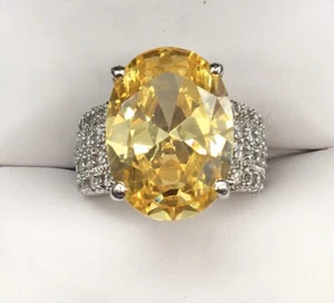 Vintage Sterling Silver Citrine CZ Ring Signed CFJ - Picture 1 of 4