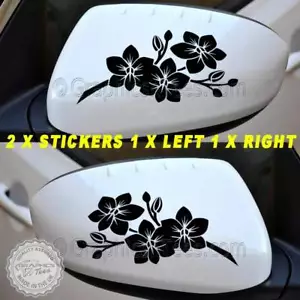 Orchid Flower Car Stickers, Wing Mirror Girly Car Graphic Decals - 16 Colours - Picture 1 of 9