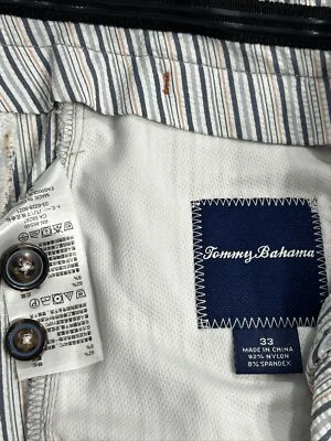 Pantalones cortos chinos de golf Tommy Bahama Seersucker para hombre talla 33 frente plano ⛳️ mezcla de nailon Foto 1 de 4