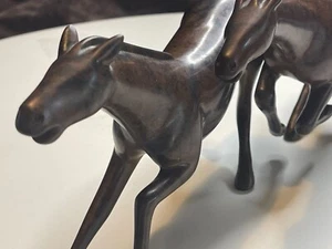 Loet Vanderveen Bronze Running Horses Sculpture in Marbel Caramel - Picture 1 of 18