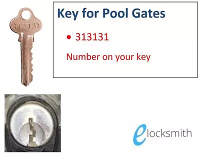 Key for swimming pool gates fence safety Lock key 313131 - FREE POST - Image 1 of 2