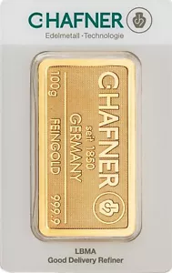 Goldbarren 100 Gramm Gold 999.9 „C.Hafner“ LBMA Zertifiziert - Bild 1 von 3