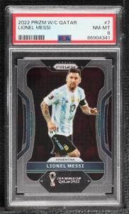 2022 Panini Prizm World Cup Qatar Lionel Messi #7 PSA 8