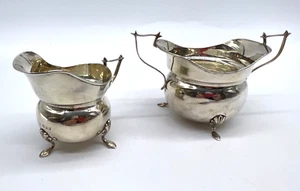 Edwardian Solid Silver Cream Jug & Sugar Bowl Chester 1913 N4 - Picture 1 of 18