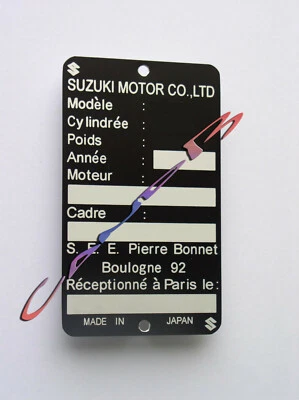PLAQUE   SUZUKI - Photo 1/4