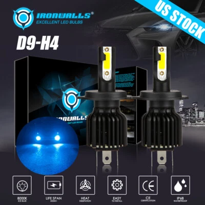 Pair 9003 H4 LED Headlight Bulbs Conversion Kit High&Low Beam 8000K Bright Blue - Image 1 of 4