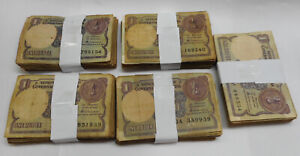 500 pieces India 1 / one Rupee banknotes 1981 1994 wholesale lot used condition