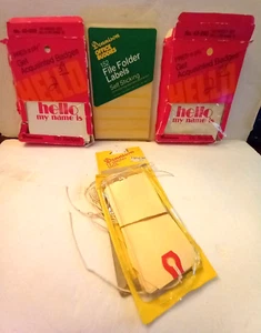 OFFICE SUPPLIES 2 TAGS FILE LABELS "HELLO MY NAME IS" BADGES 6 RING POCKET MEMO - Picture 1 of 8