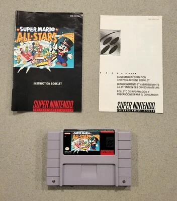 Super Nintendo Super Mario All Stars Video Game SNES 1993 Tested With Manual - Image 1 of 4