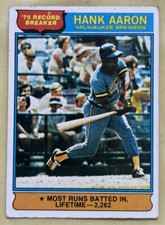 1976 Topps Hank Aaron “1975 Record Breaker: Most Runs Batted In Lifetime” #1 F/G