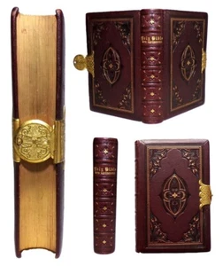 1864 The KING JAMES HOLY BIBLE Old & New Testaments FINE FULL LEATHER BINDING - Picture 1 of 17