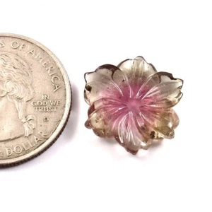 Loose Gemstone Natural Bio Tourmaline Hand Carved Fancy Flower Gemstone A1869 - Picture 1 of 3