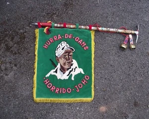 Very Rare Post WW2 German Mountain Troop Jager Battalion Banner Flag on Ice Axe - Picture 1 of 17