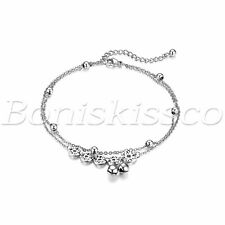 Fortune Multi-Layer Anklet Chain Bracelet Women Adjustable Stainless Steel Coins