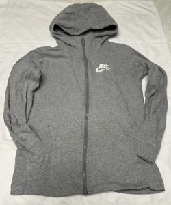 Nike Sportswear YouthFull-Zip Hoodie,size L , Gray/White Swoosh - 100% Cotton - Picture 1 of 6