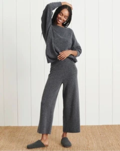 Jenni Kayne Marina Culottes Pants M Gray Cashmere Wool Wide Leg Crop - Picture 1 of 16