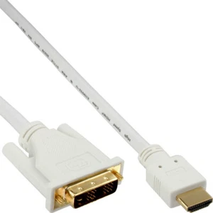 Câble HDMI-DVI InLine, blanc/or, connecteur HDMI vers DVI 18+1 mâle, 0,5 m - Photo 1/2