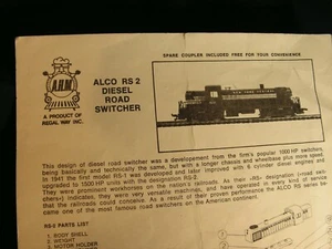 Alco RS2 Diesel Road Switcher Information Limited Warrenty & Parts List - Picture 1 of 4