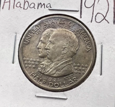 1921 50c Alabama Classic Commemorative Silver Half Dollar Coin BU UNC Toned - Image 1 of 4