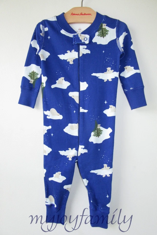 Hanna Andersson Baby Organic Zip Sleeper Winter Bear Snow Blue 85 2t 2