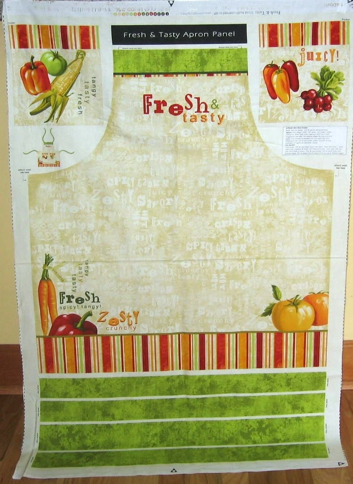1 bonito panel de tela de algodón "fresco y sabroso delantal" Foto 1 de 1
