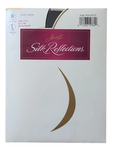 Vintage Hanes Silk Reflections Size AB Style 718 Pantyhose Barely Black Sheer - Picture 1 of 3