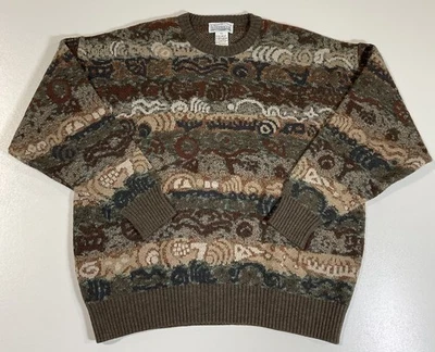 Vintage Supermaglia Knit Sweater Sz L Abstract Made In Italy Grandpa Dad 80s - Image 1 of 4