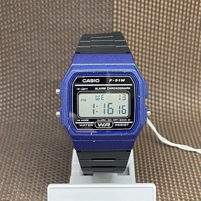 Casio F-91WM-2A Vintage Series Digital Black Resin Alarm Stopwatch Light Watch - Immagine 1 di 4