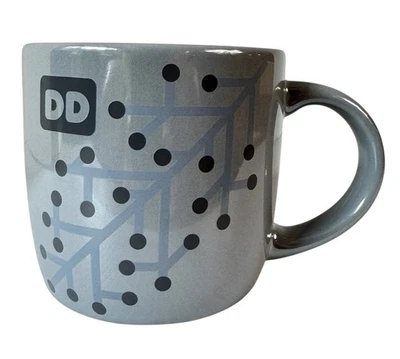 Dunkin Donuts Mug 2014 Holiday Christmas Mistletoe Coffee 12 oz Gray Iridescent - Image 1 of 4