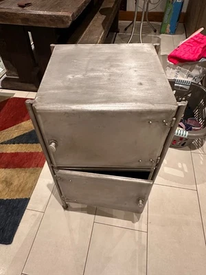 Vintage Metal Cabinet 1940's Bedside Cabinet Medical Locker, Bedstide Table - Image 1 of 4