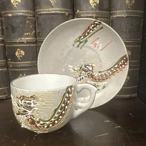Vintage Dragon Ware Teetasse & Untertasse Moriage Occupied Japan Demitasse - Bild 1 von 12