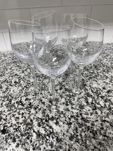 Set of 5 Pier 1 Slanted Angled Rim Crackle Glass Balloon Wine Glasses - Picture 1 of 14