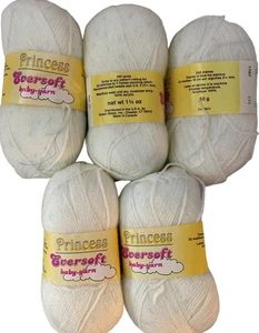 5 madejas Princess Eversoft hilo bebé 100 % acrílico 1,75 oz. Blanco Canadá NUEVO - Imagen 1 de 4
