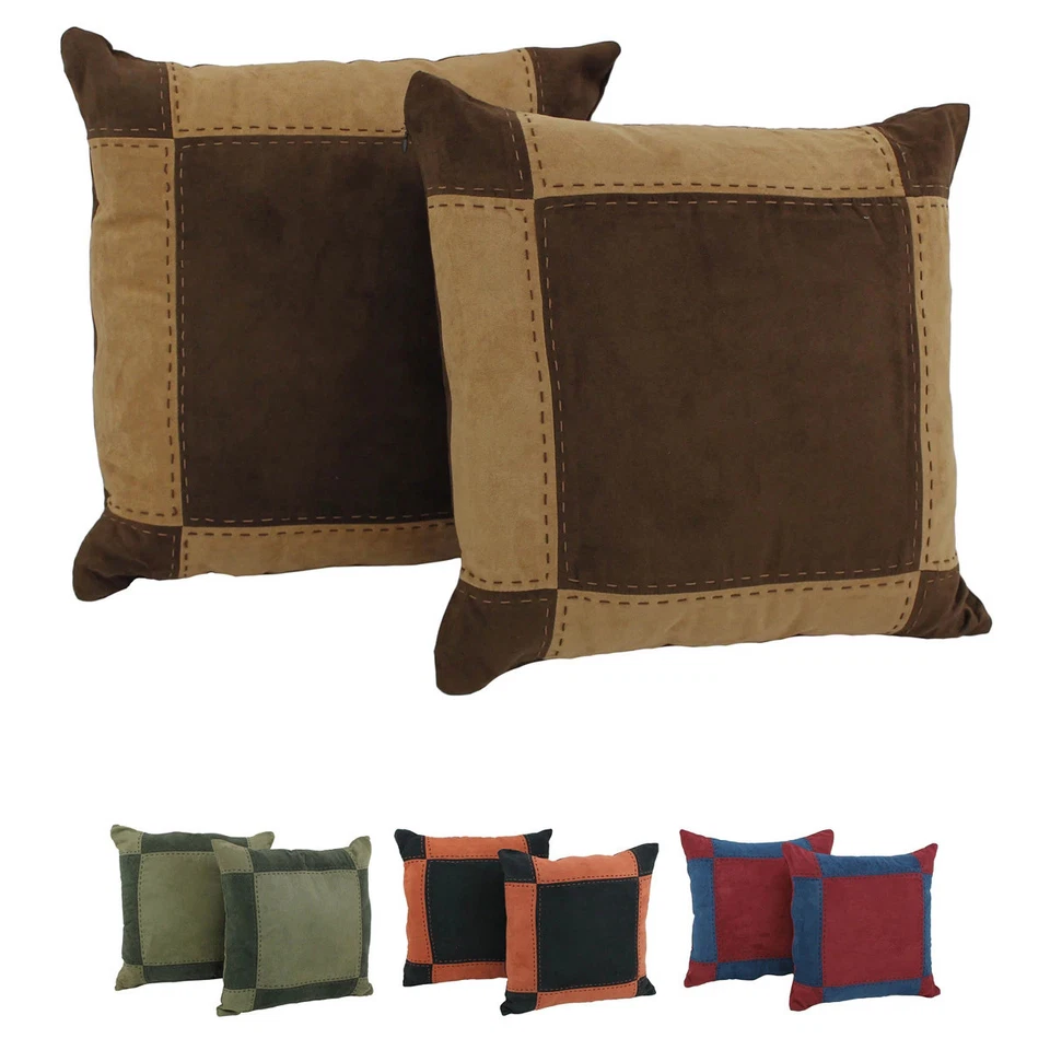 Blazing Needles Patchwork Micro-Suede Throw Pillows (Set of - Image 1 of 4