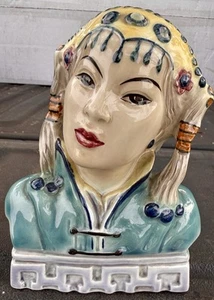 Busto donna testa di mongolo Goldscheider vintage numerato metà secolo mongolo teal - Foto 1 di 8