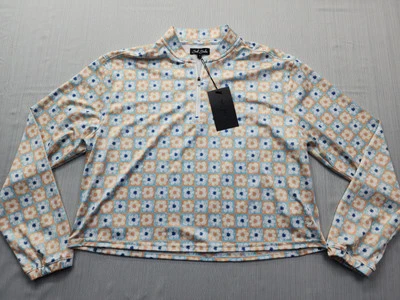 NEW Bad Birdie Golf Women’s 1/4 Zip Boxy Crop Shirt Flower Power Size Medium - Image 1 of 4