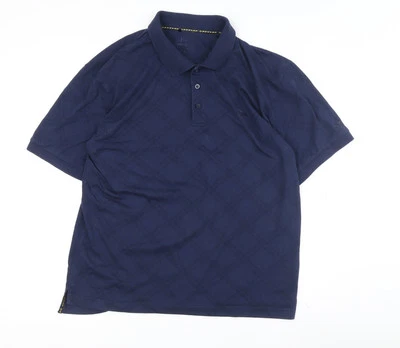 Dunlop Men's Blue Check Polo Shirt Short Sleeve Size L - Imagem 1 de 4