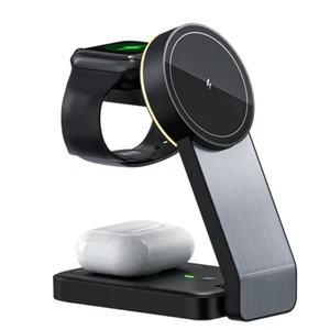 Chargeur sans fil pliable 3 en 1, support de station de charge sans fil rapide - Photo 1 sur 11