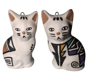 Indianer Acoma Pueblo Keramik Paar Katze Figur Ornamente signiert Vintage - Bild 1 von 7
