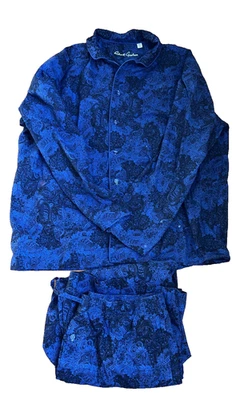 Robert Graham 2XL Paisley dos piezas conjunto de pijama abotonado en azul real/azul marino Foto 1 de 4