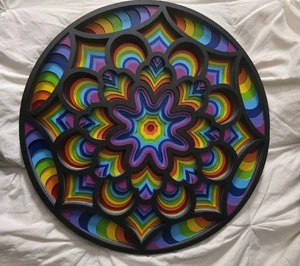 Decorative Handmade Multilayer Wooden Mandala Colorful 3D Hanging Wall Art Decor - Picture 1 of 7