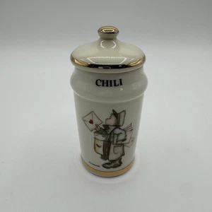 Tarro de especias de cerámica MJ Hummel 1987 “Chile” ARS AG Japón usado en excelente estado - Imagen 1 de 7