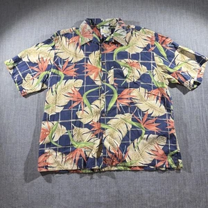Banana Cabana Shirt Mens 2XL Blue Silk Floral Hawaiian Button Up Tropical Camp - Picture 1 of 6