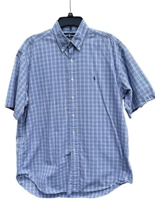 Ralph Lauren Large Blake Baumwolle Kurzarm blau kariert Hemd Knopfleiste Herren - Bild 1 von 6