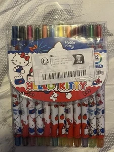 Art Supplies New Twist-Up Crayons 12 COLORS HELLO KITTY - Picture 1 of 2