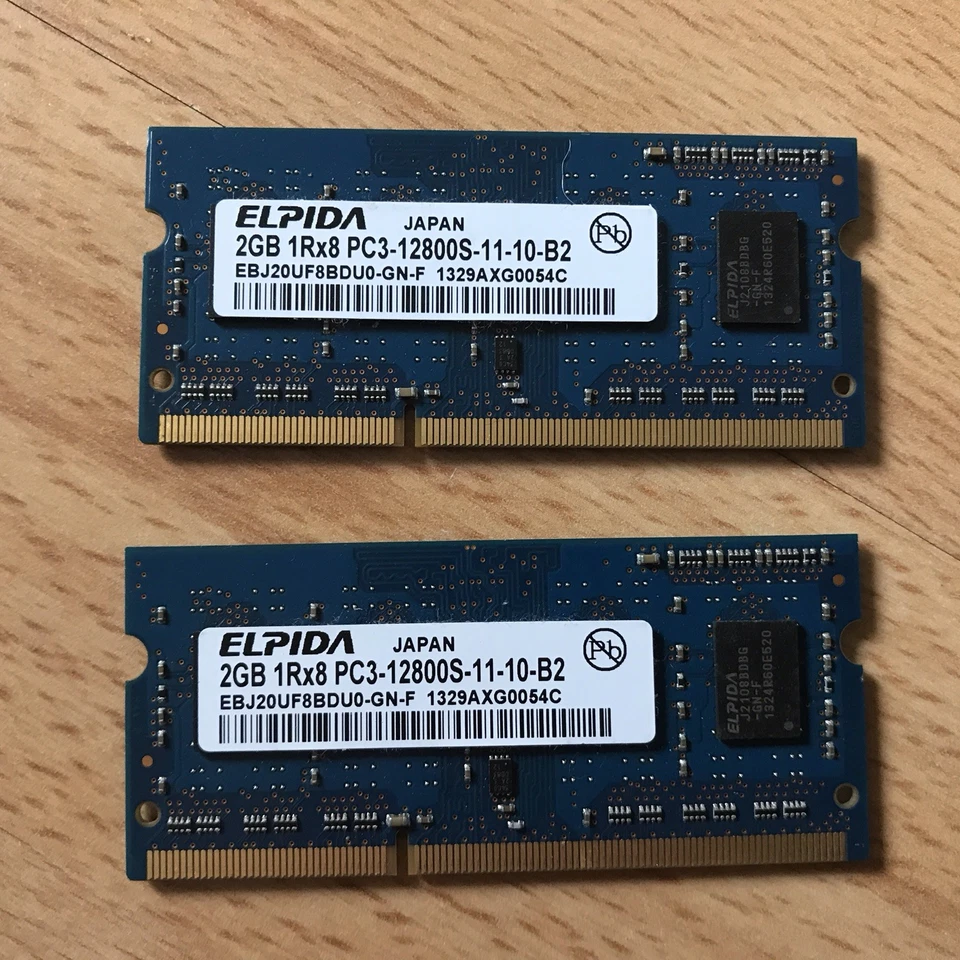 2 x 2GB ELPIDA Laptop Memory (4GB) EBJ20UF8BDU0-GN-F PC3-12800S DDR3 1600MHz RAM - Image 1 of 2
