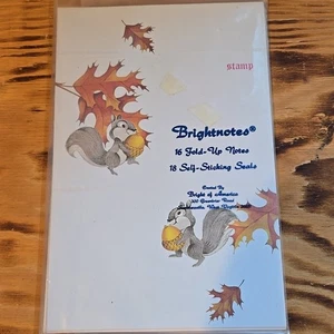 Vintage Brightnotes 16 Eichhörnchen Eichel Herbst Autumn Selbstversand Klappnotizen - Bild 1 von 5