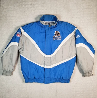 Vintage Detroit Lions Jacket Large Blue Apex One Puffer Sideline 90s NFL Grail - Image 1 of 4