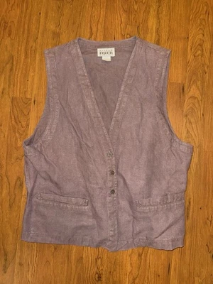 Eileen Fisher Sweater Vest Top Purple 100% Linen Relaxed Casual Small VTG - Image 1 of 4
