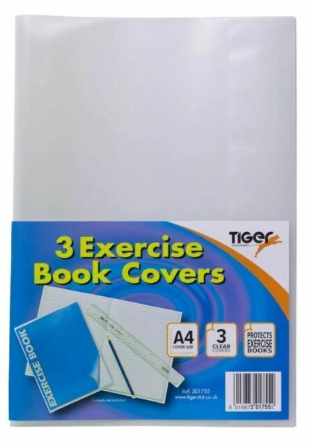 Tiger 301755 A4 Clear Exercise Book Covers - 3 Pack